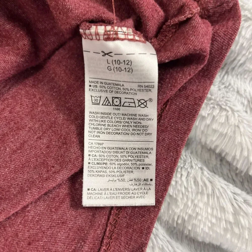 Old Navy T-Shirt Boys L 10/12 Game All Day Graphic Tee Burgundy Short Sleeve